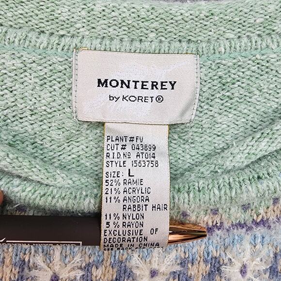 Vintage Monterey by Koret Sweater Women’s Large Angora Rabbit Hair Fair Isle Ski - Picture 11 of 12